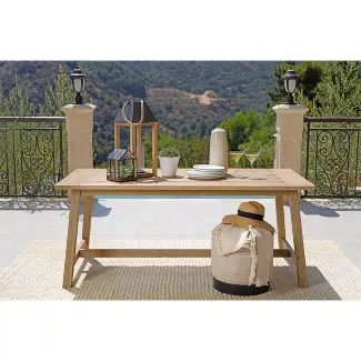 Sierra Outdoor Eucalyptus Wood Rectangular Outdoor Dining Table - Light Brown - Coaster | Target