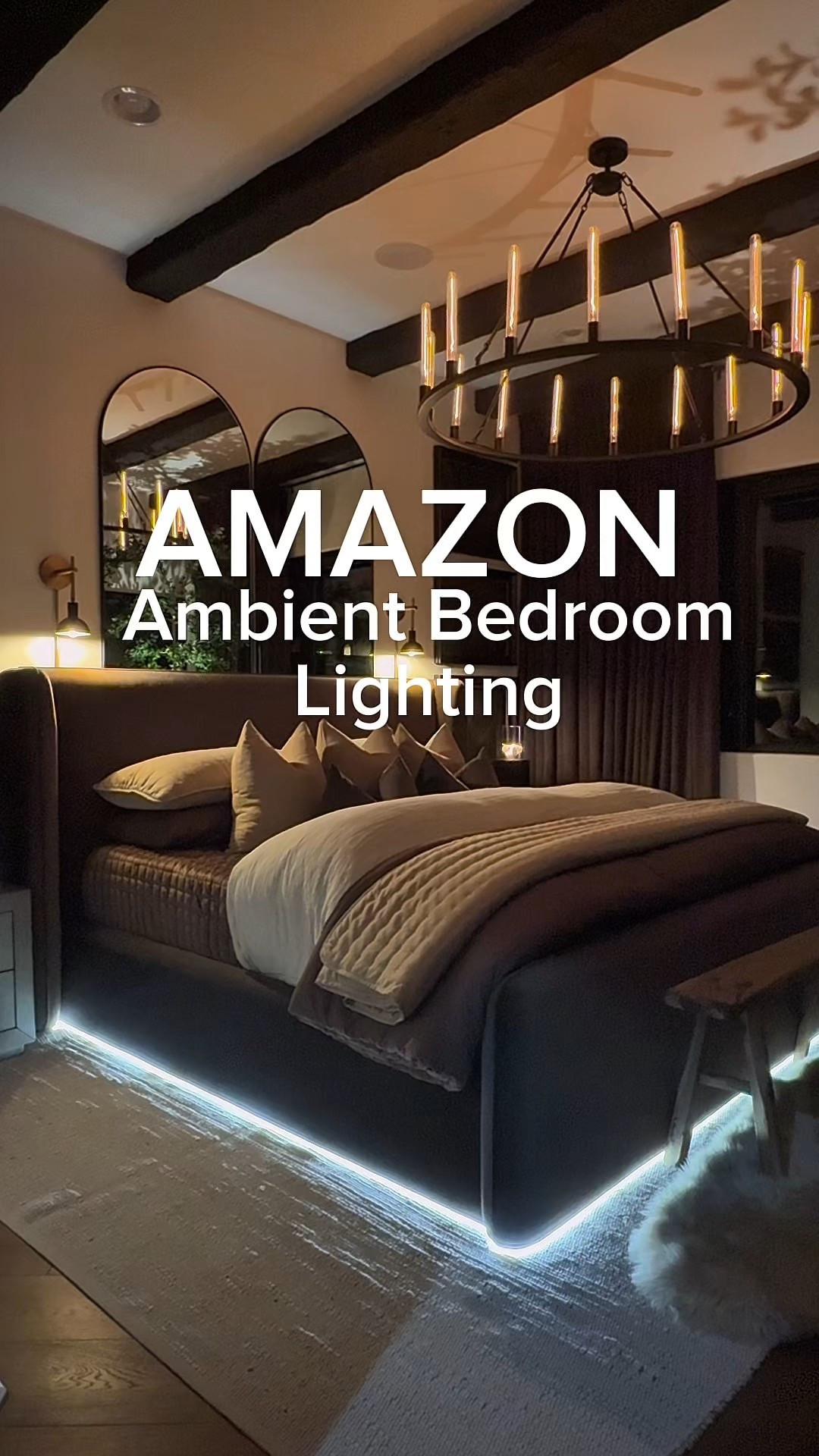 A simple way to add ambiance to your bedroom, these led strips! They have a remote, that has several timers, you can adjust the lighting, and different modes. This is one of my favorite things to use throughout my home to create that cozy glow. ❤️ I love how it makes the bed look like it’s floating ☁️ 

#amazonhome #bedroomdecor #bedroomlighting #ambientlighting #ledlights #bougieonabudget

#LTKFindsUnder50 #LTKHome #LTKStyleTip