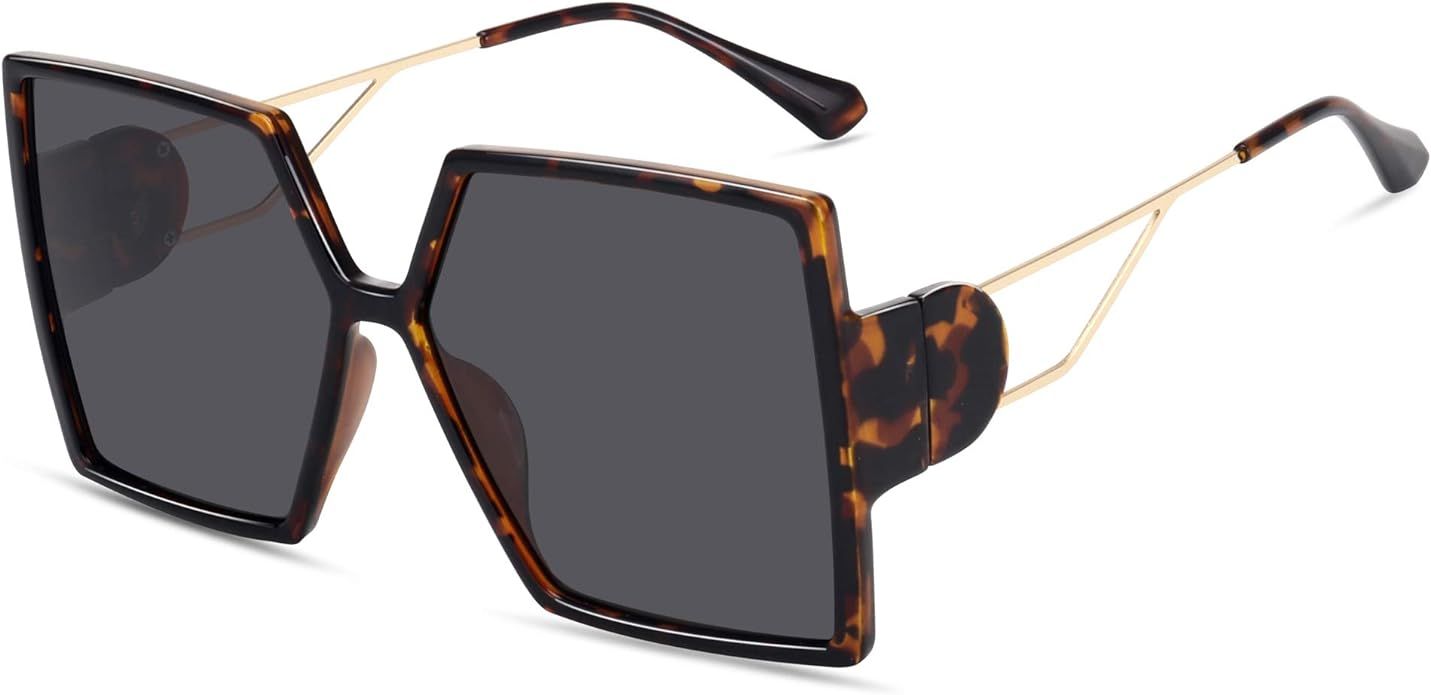 STORYCOAST Oversized Square Sunglasses for Women Fashion Large Shield Shades UV400 Protection | Amazon (US)