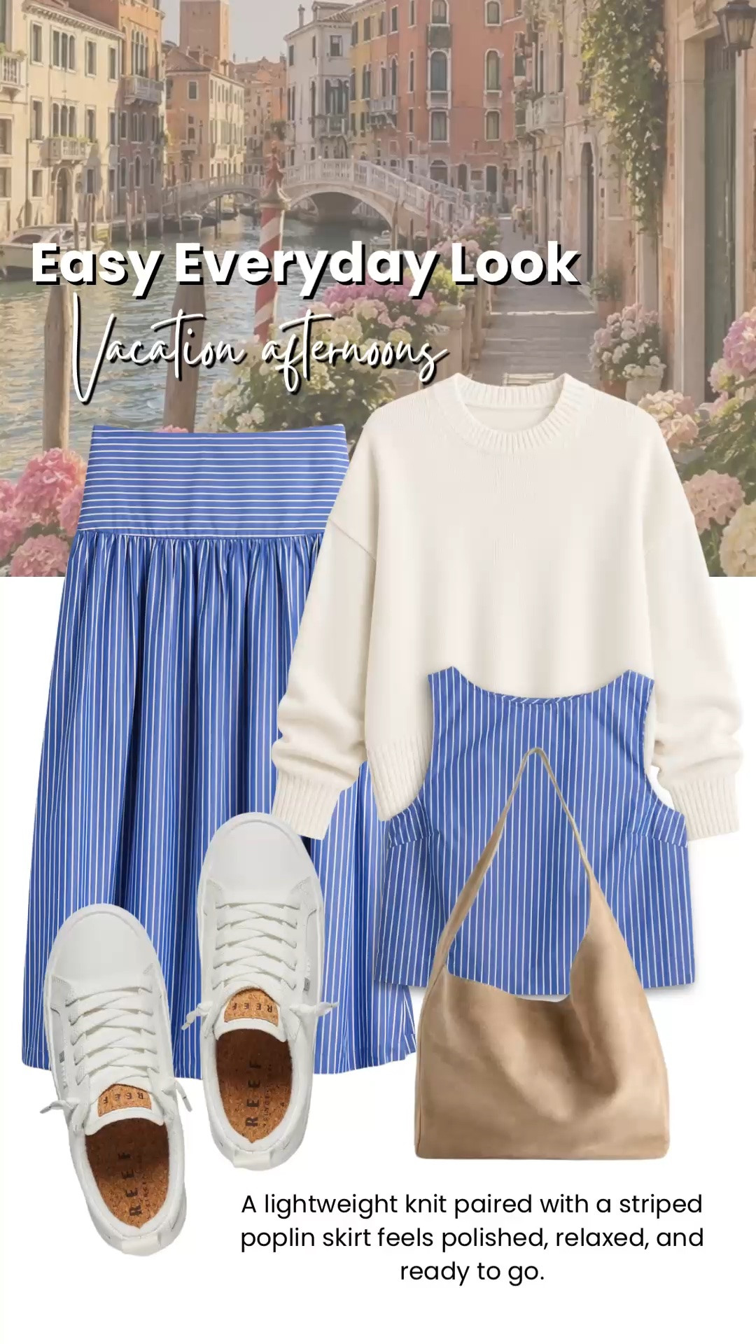 A striped poplin skirt paired with a lightweight ivory knit is one of those timeless combinations you’ll reach for again and again. Finished with classic white sneakers and a soft hobo bag, it’s an easy vacation outfit that looks polished while staying comfortable for sightseeing, lunch, or everyday errands.

💡 LTK MADE EASY
❤️ Heart = Support my posts!
🔖 Save = Get sale & restock alerts
📋 Lists = Keep favorites organized
📲 Share = Send lists and products to a friend. Hello, Christmas List!
💬 Comment = Ask me anything about what I’m wearing. :-)

#LTKootd #LTKOver40 #LTKSaleAlert