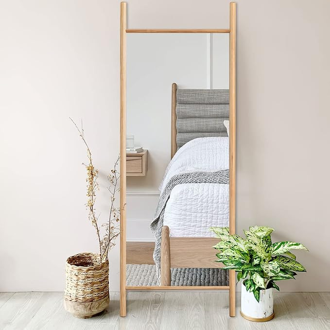 NeuType Full Length Mirror 65"x22", Rustic Leaning Ladder Floor Mirror with Wood Frame, Dressing ... | Amazon (US)