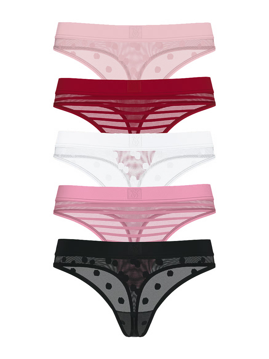 Buy 5-Pack Sheer Heritage Thong Panties, Multi - Order PACKAGED-PANTY online - Victoria's Secret ... | Victoria's Secret (US / CA )