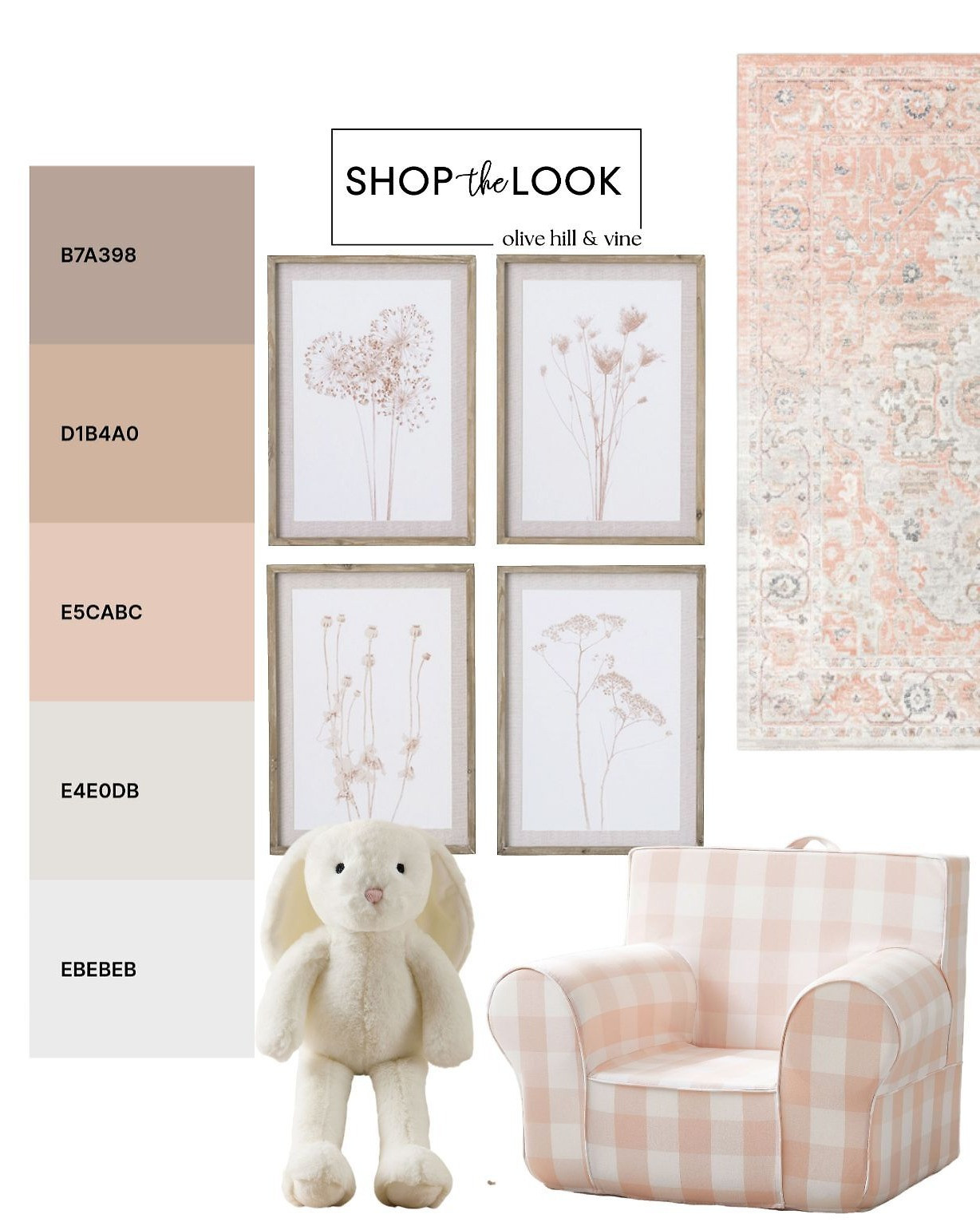Soft blush tones, sweet florals, and cozy textures set the tone for this dreamy nursery mood board. From the gingham chair to the vintage-inspired rug and delicate botanicals, every piece layers warmth, softness, and timeless charm for baby’s first space.  

 

#LTKHome #LTKBaby #LTKBump