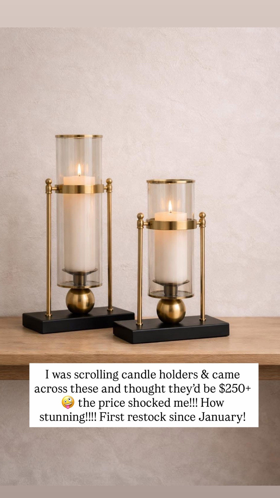 I was scrolling candle holders & came across these and thought they’d be $250+ 🤪 the price shocked me!!! How stunning!!!! First restock since January!