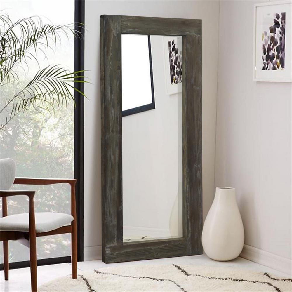 Neu-Type Large Brown Wood Antiqued Rustic Mirror (58 in. H X 24 in. W) | The Home Depot