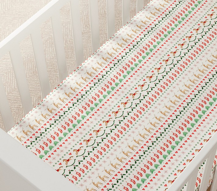 Holiday Fair Isle Organic Crib Fitted Sheet | Pottery Barn Kids