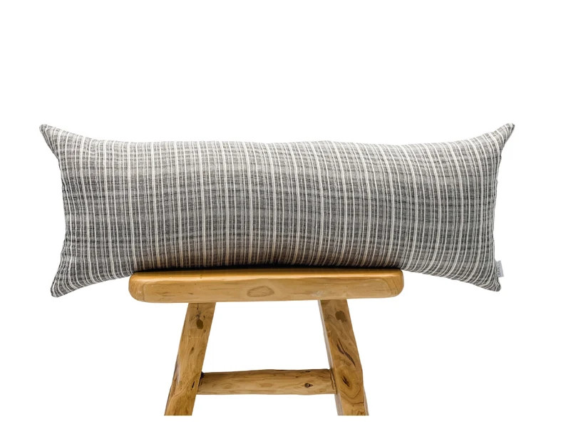 Extra Long Lumbar Pillow Cover, Bolster Pillow, Long Pillow, Hmong Black and White, Grey Striped ... | Etsy (US)