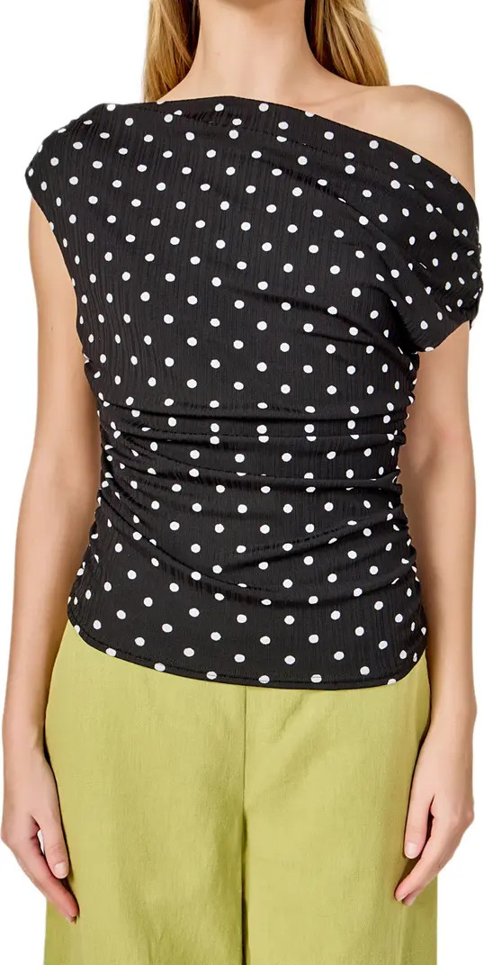 Polka Dot One-Shoulder Top | Nordstrom