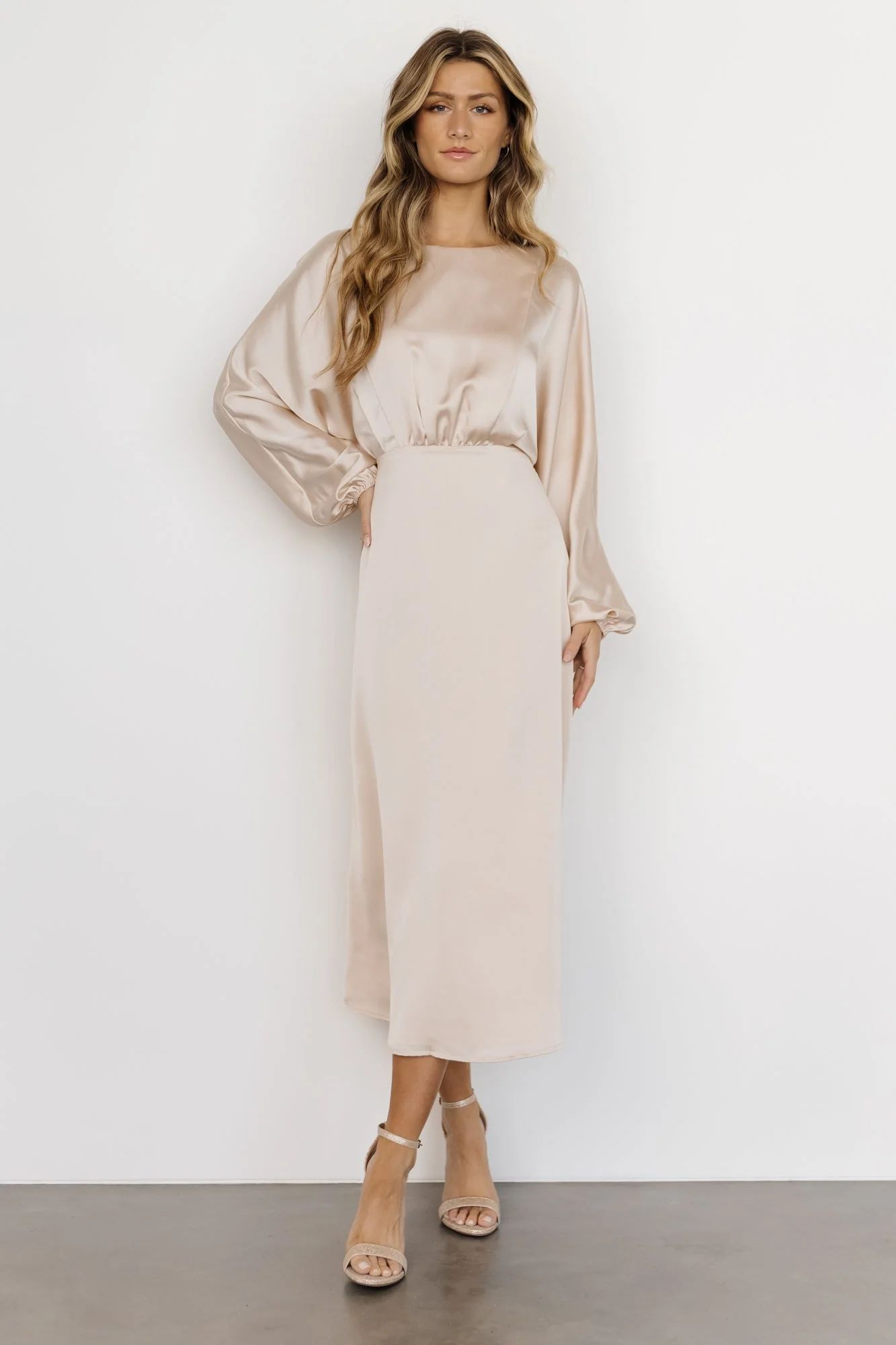 Balta Satin Midi Dress | Champagne | Baltic Born