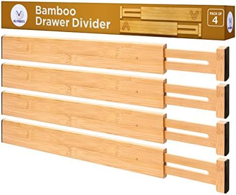 Velt Products Bamboo Drawer Dividers – Adjustable Organizer for the Kitchen, Bedroom, and Bathr... | Amazon (US)