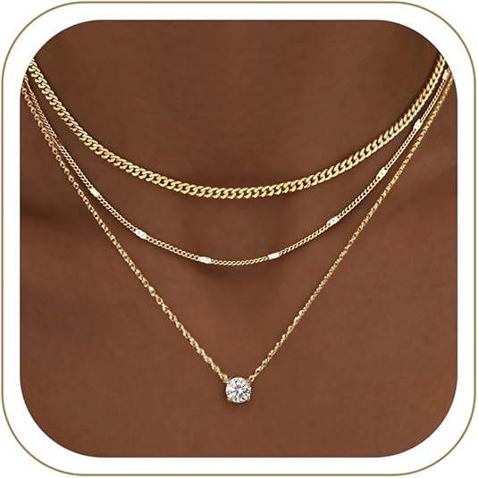 WomenGifts Layered Gold Necklaces for Women, 14K Gold Sterling Silver Plated Dainty Pendant Neckl... | Amazon (US)