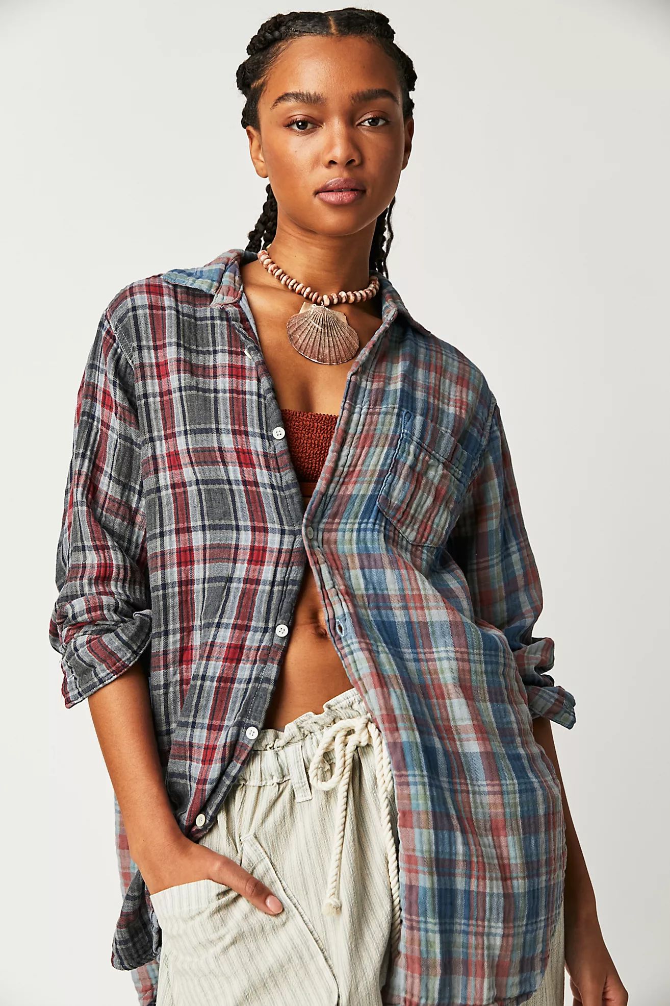 CP Shades Mixed Plaid Double Cloth Top | Free People (Global - UK&FR Excluded)