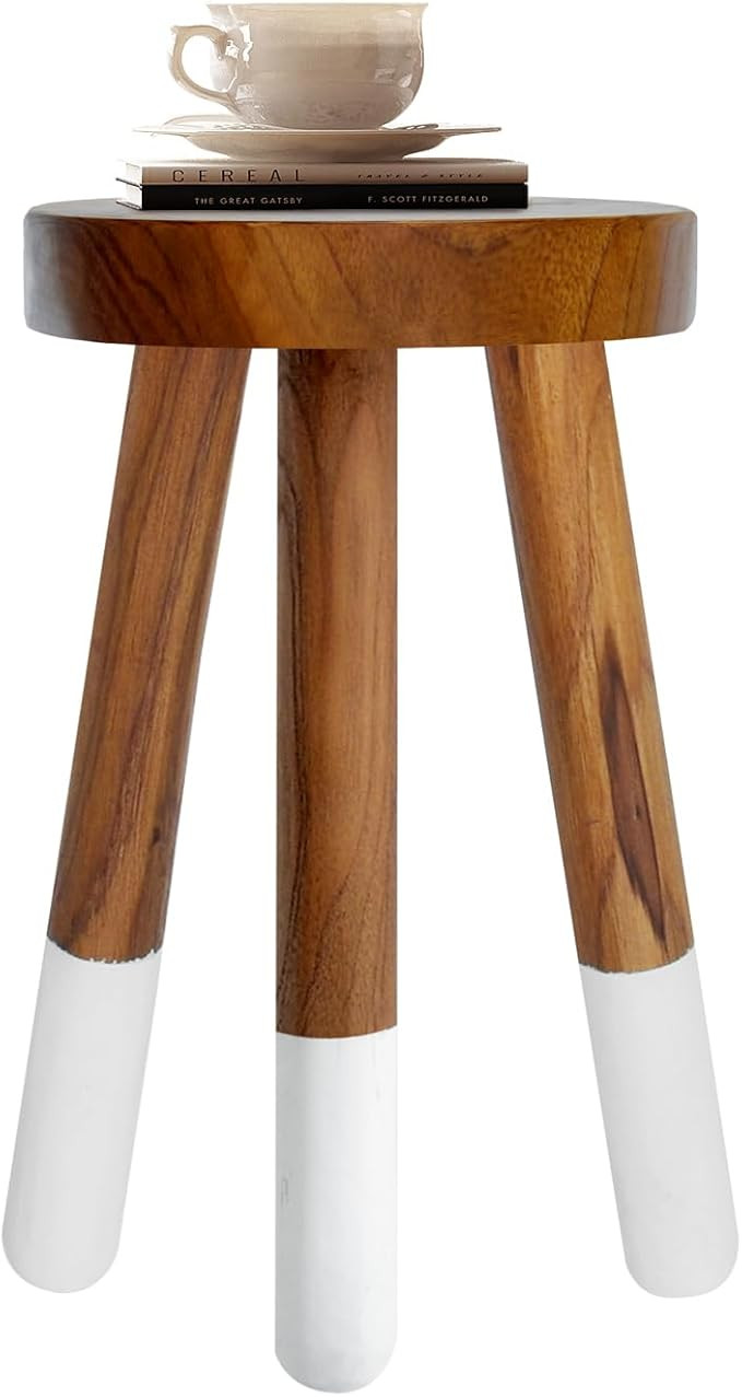 Teak 9” Round Plant Stand |Wood Counter Stool |Dip Dyed Wood Plant Stand |Wood Accent Stool |Ac... | Amazon (US)