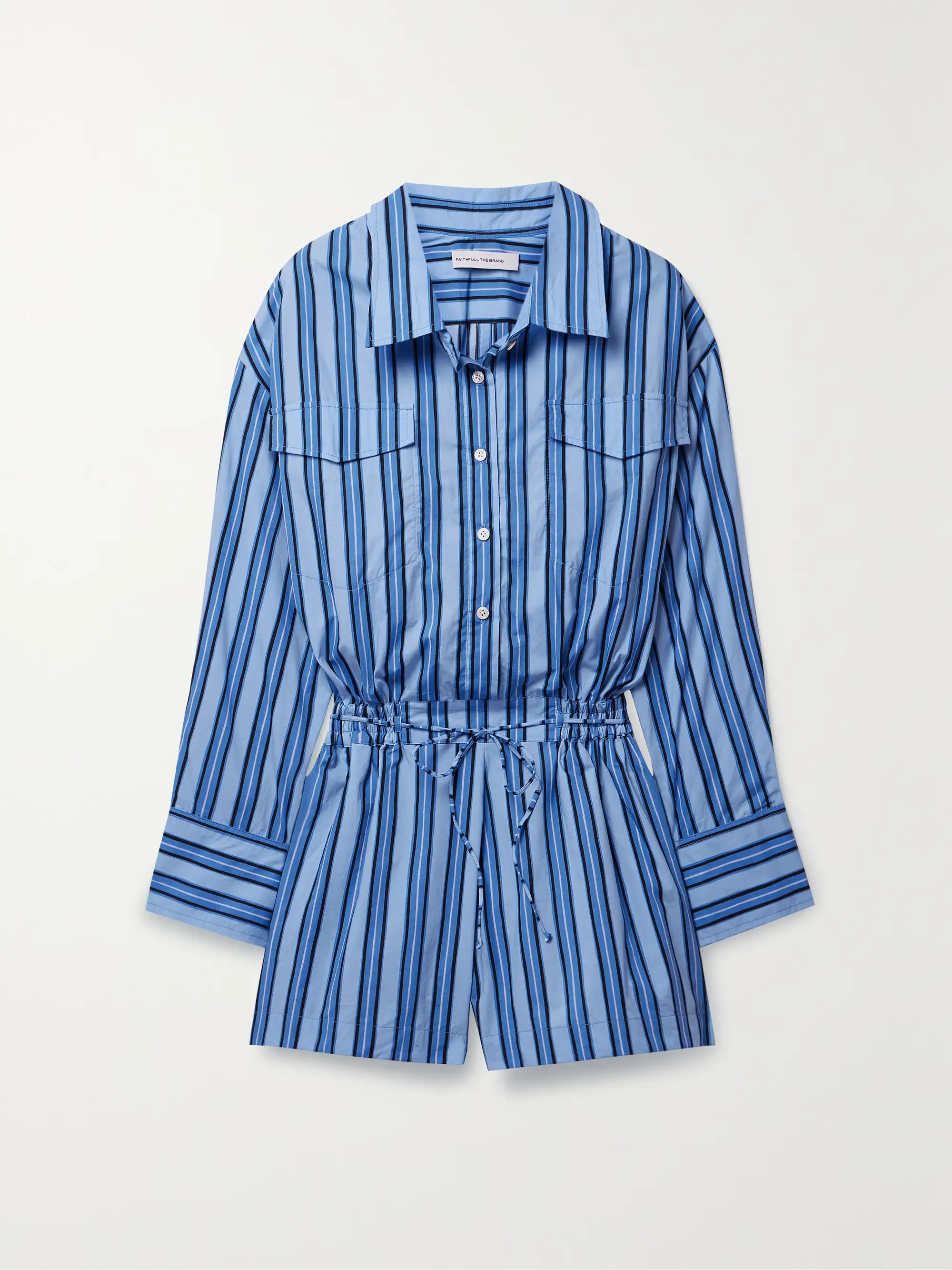 + NET SUSTAIN Isole striped organic cotton-poplin playsuit | NET-A-PORTER APAC