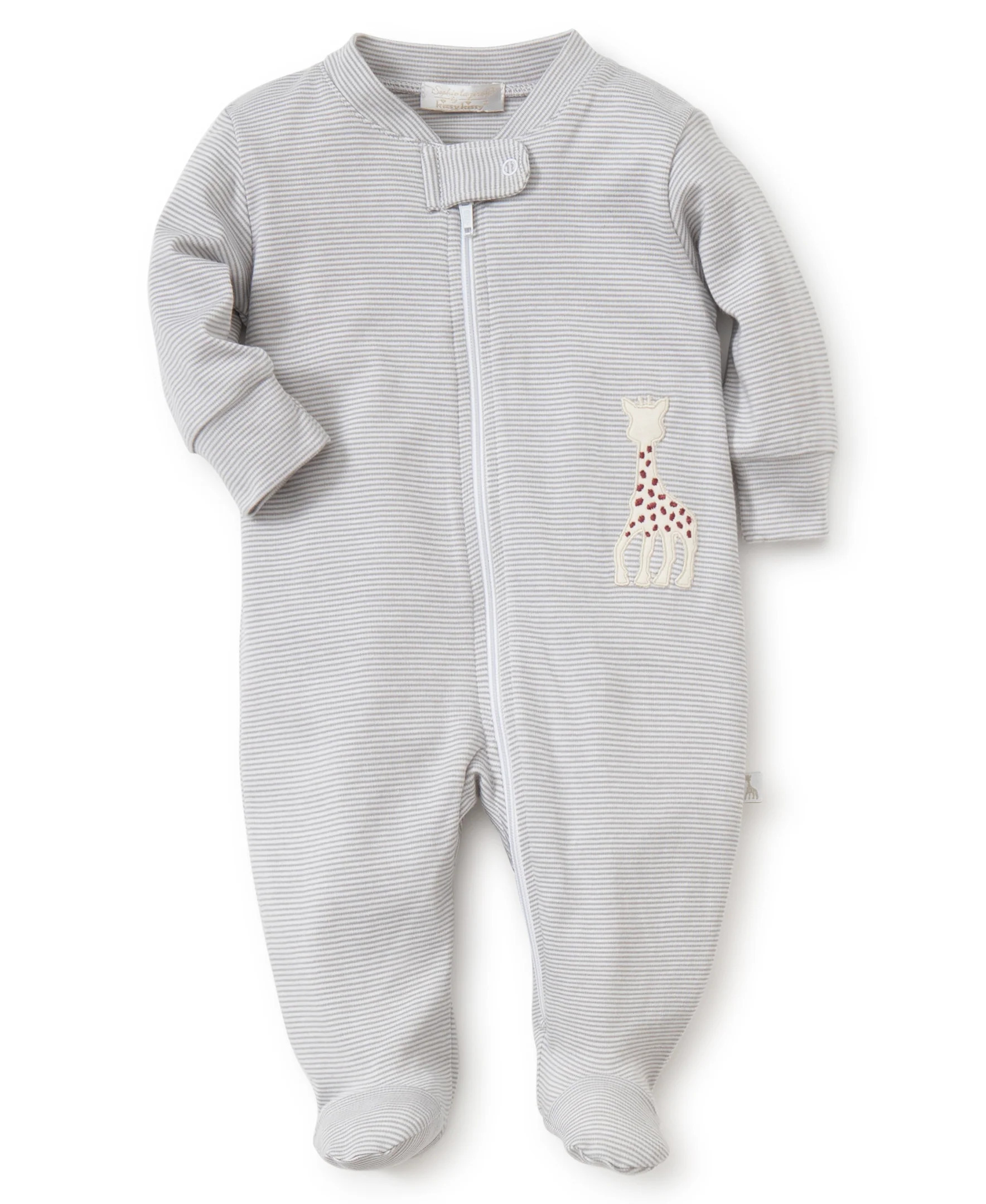 Sophie la girafe Grey Zip Front Footie | Kissy Kissy