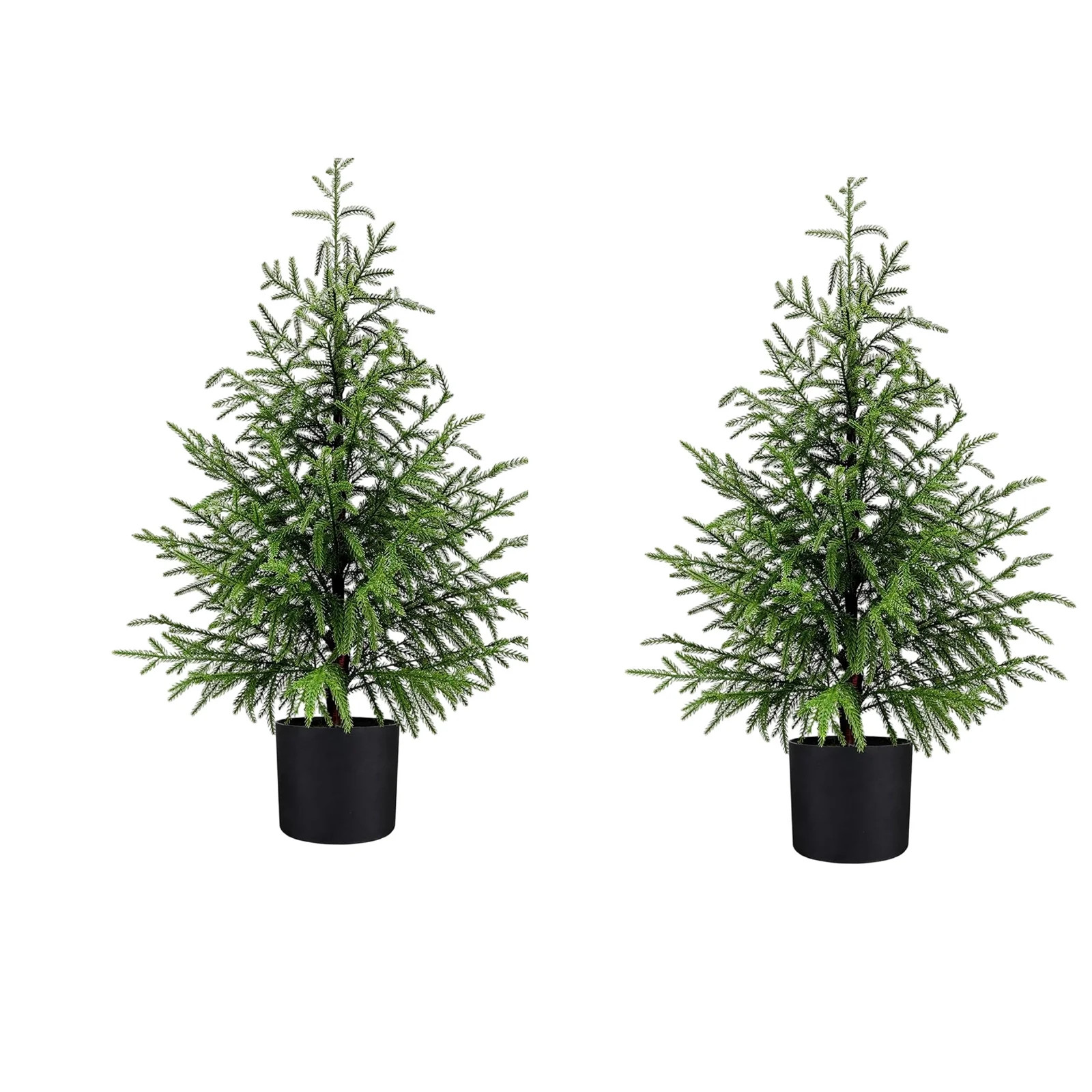 2025 24" Norfolk Pine Tree Real Touch Artificial Small Christmas Tree with Pot for Front Porch fo... | Walmart (US)