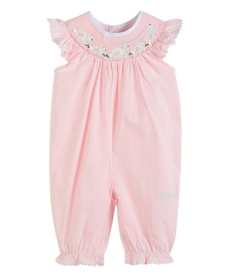 Light Pink Easter Bunny Smocked Playsuit - Infant & Toddler | Zulily
