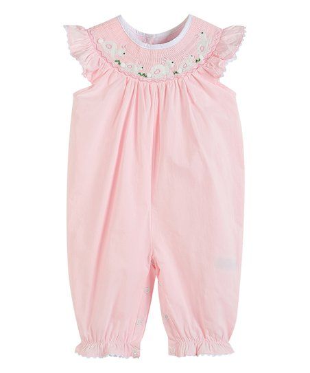 Light Pink Easter Bunny Smocked Playsuit - Infant & Toddler | Zulily