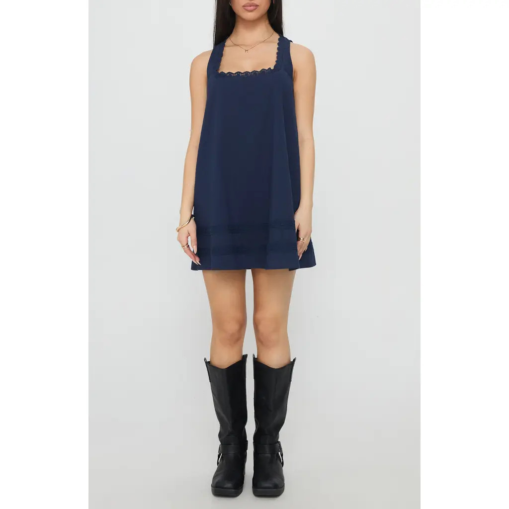 Princess Polly Alanah Sleeveless Recycled Cotton Minidress in Navy at Nordstrom, Size 4 | Nordstrom