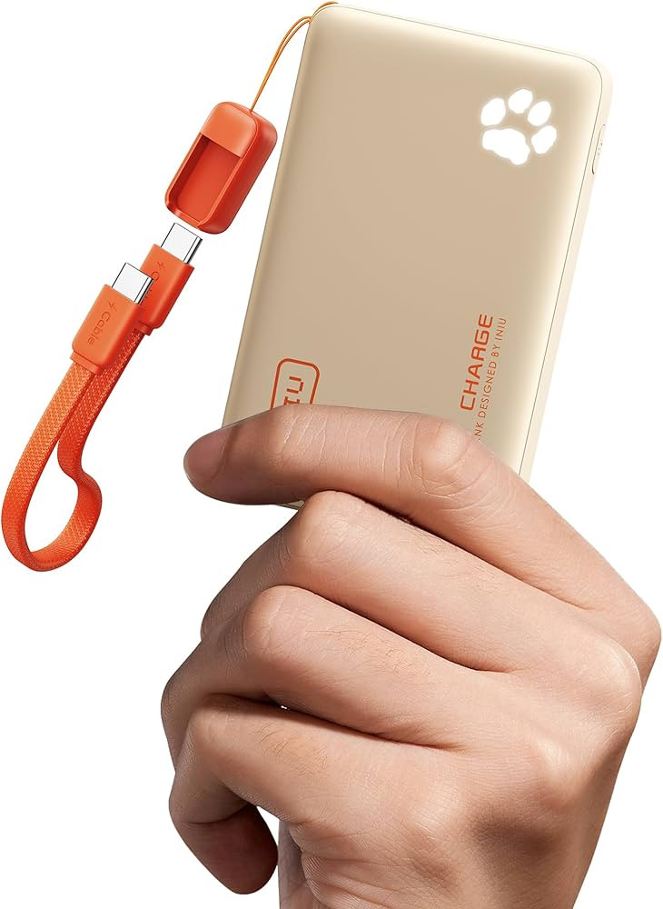 INIU Portable Charger, Ultra Slim 45W Fast Charging with Attached USB C Cable, 10000mAh Power Ban... | Amazon (US)