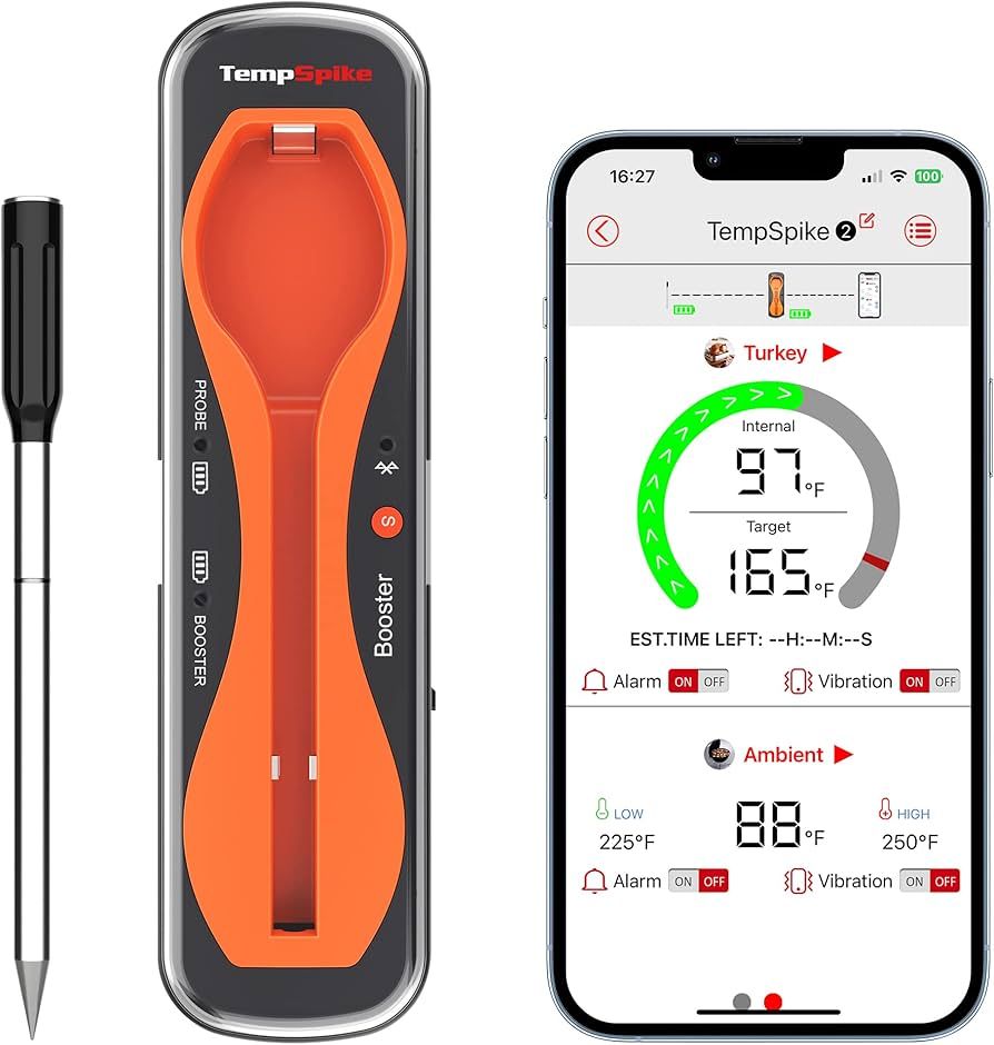 ThermoPro TempSpike 500FT Wireless Meat Thermometer, Bluetooth Meat Thermometer Wireless for Turk... | Amazon (US)