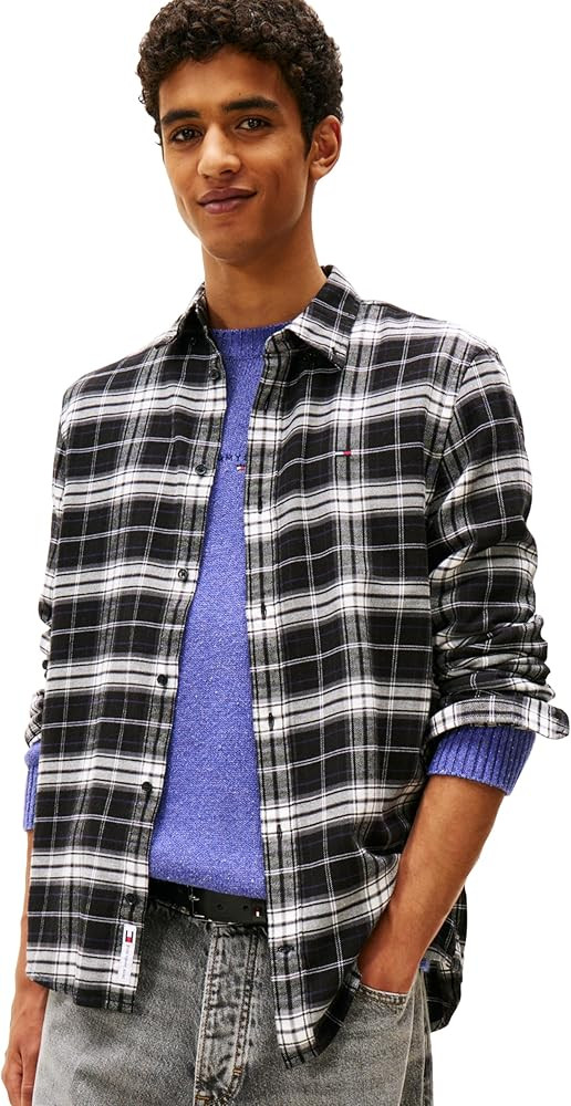 Tommy Jeans Men's Lightweight Cotton Flannel Check Shirt | Amazon (US)