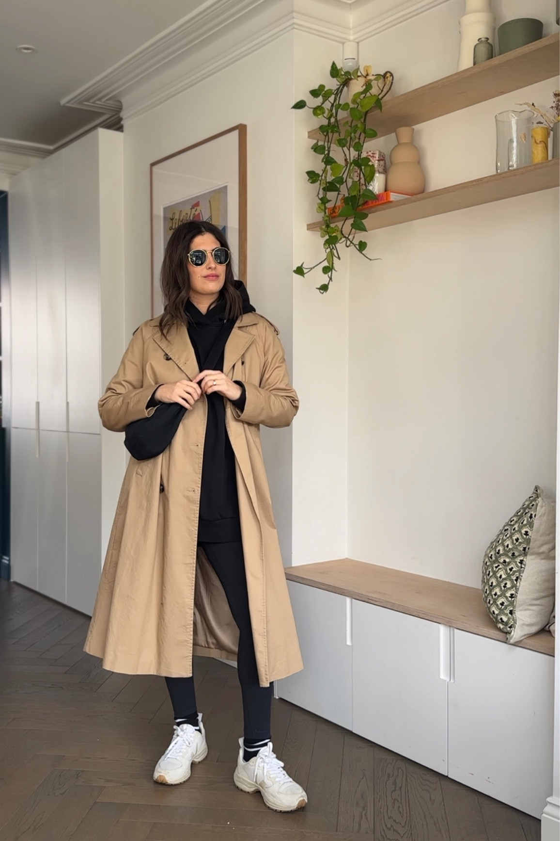 Casual outfit, hoodie, leggings, Lululemon align pants, trench coat 

#LTKstyletip #LTKSeasonal