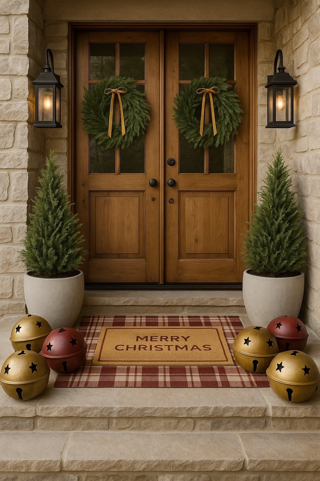 Amazon Porch Christmas Decor Ideas

Follow @farmtotablecreations on Instagram for more cozy seasonal styling.

Create a welcoming, festive entryway that blends rustic charm with timeless simplicity. Layer a classic plaid rug under a “Merry Christmas” coir mat for a warm holiday foundation. Flank your doorway with potted evergreens for natural texture and symmetry, then add matching wreaths tied with velvet gold ribbons for a subtle, elevated touch. Oversized metal jingle bells in gold and cranberry tones pull the whole scene together with nostalgic Christmas character.

Shop these affordable Amazon finds to recreate this porch look and bring holiday cheer to your front door.

#amazonhome #porchdecor #christmasporch #holidaydoor #wreaths #evergreens #frontporchdecor #holidaystyling #christmasdecor #outdoorchristmas #entrywaydecor #amazonfinds #christmasinspo #merrychristmas



#LTKSaleAlert #LTKFindsUnder50 #LTKHome