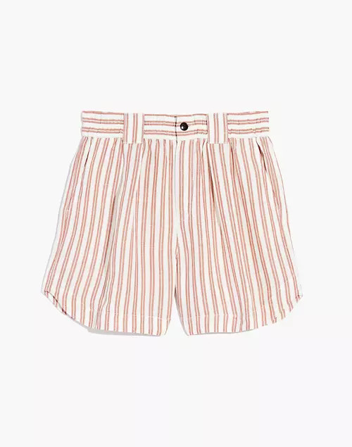Linen-Blend Curved-Hem Shorts in Stripe | Madewell