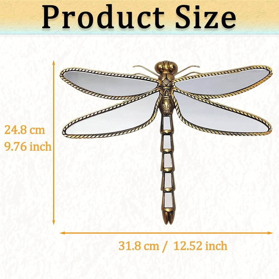 Gold Resin Dragonfly Mirror Wall Hanging Decor, Resin Insect Wall Art, Home Decoration for Bedroo... | Amazon (US)