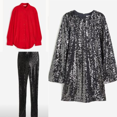 H&M holiday looks. Sale
Christmas Eve outfit
New Year’s Eve outfit
Idea
Affordable 
Sequined charcoal grey dress 
Bell sleeve
Red long sleeve button down shirt
Black skinny sequin leggings
What to wear


#LTKfindsunder50 #LTKSeasonal #LTKHoliday