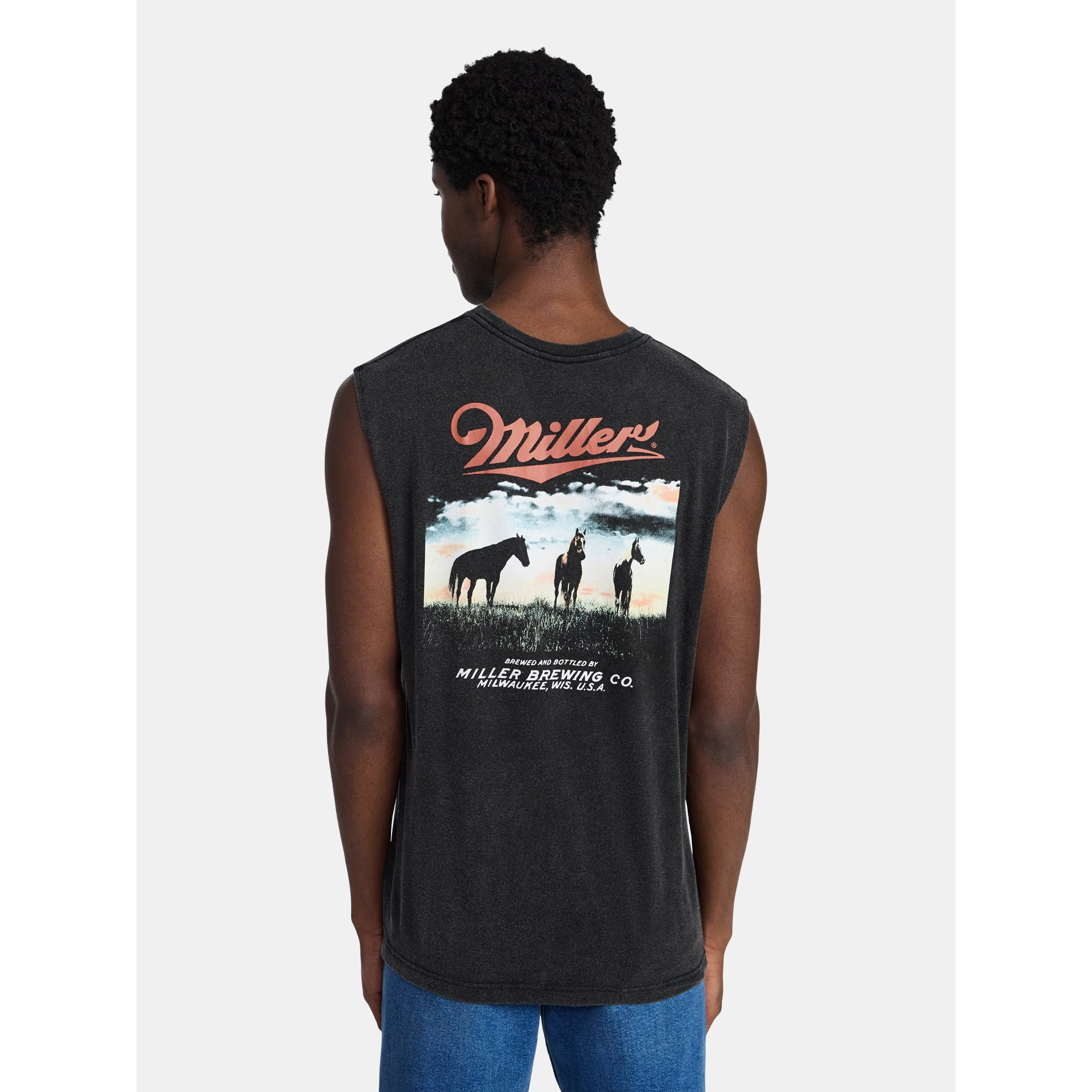 Miller Lite Men's and Big Men's Graphic Sleeveless Muscle Tee, Sizes XS-3XL | Walmart (US)