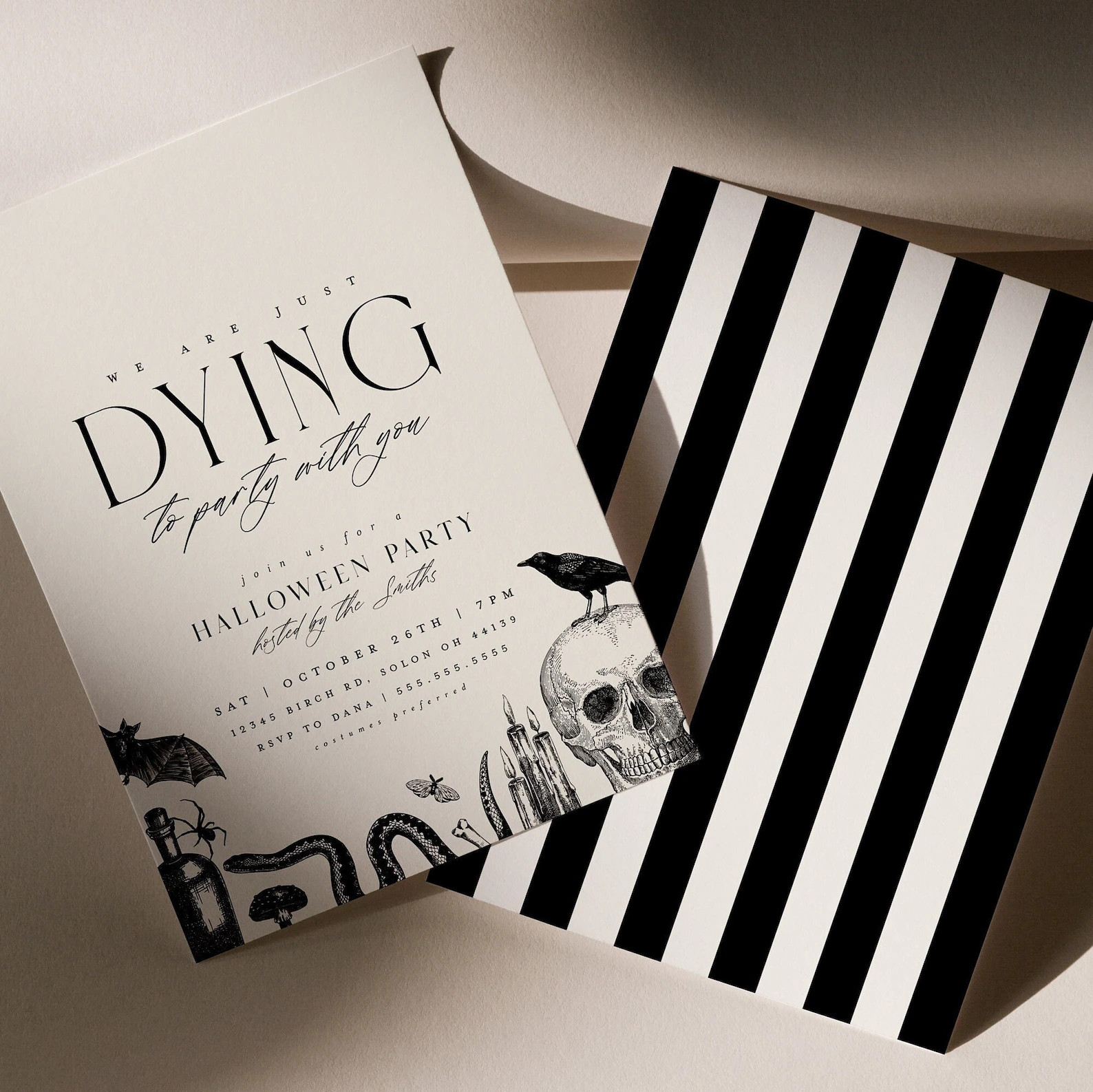 Vintage Halloween Invitation Template, Modern Halloween Invite, Printable Halloween Party for Adu... | Etsy (US)