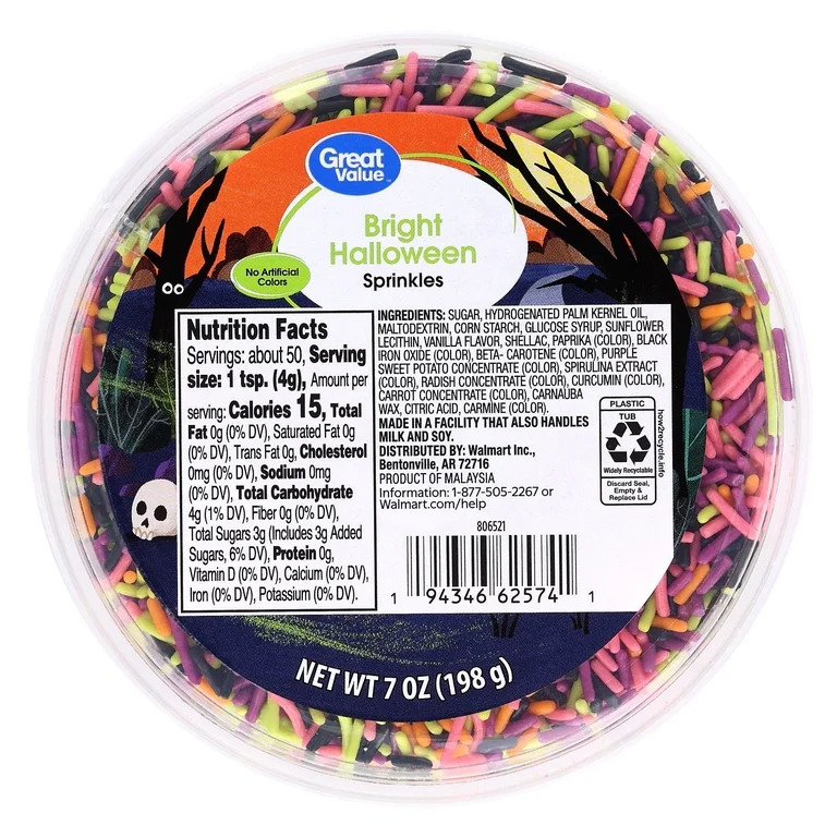 Great Value Bright Halloween Decorating Sprinkles, 7 oz | Walmart (US)
