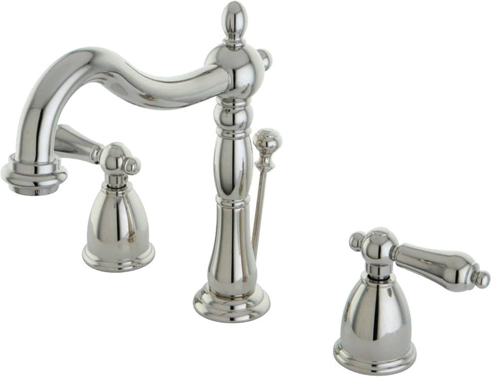 Kingston Brass KB1976AL Heritage Widespread Lavatory Faucet Pn Metal Lever Handles, Polished Nickel, 14 x 6.5 x 8.06 | Amazon (US)