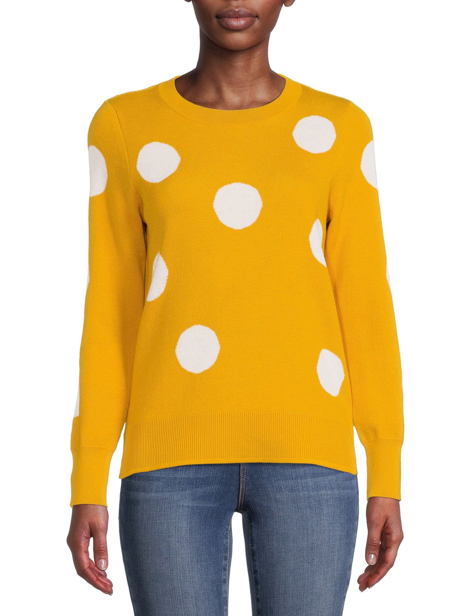 Time and Tru Women's All Over Polka-Dot Talking Sweater - Walmart.com | Walmart (US)