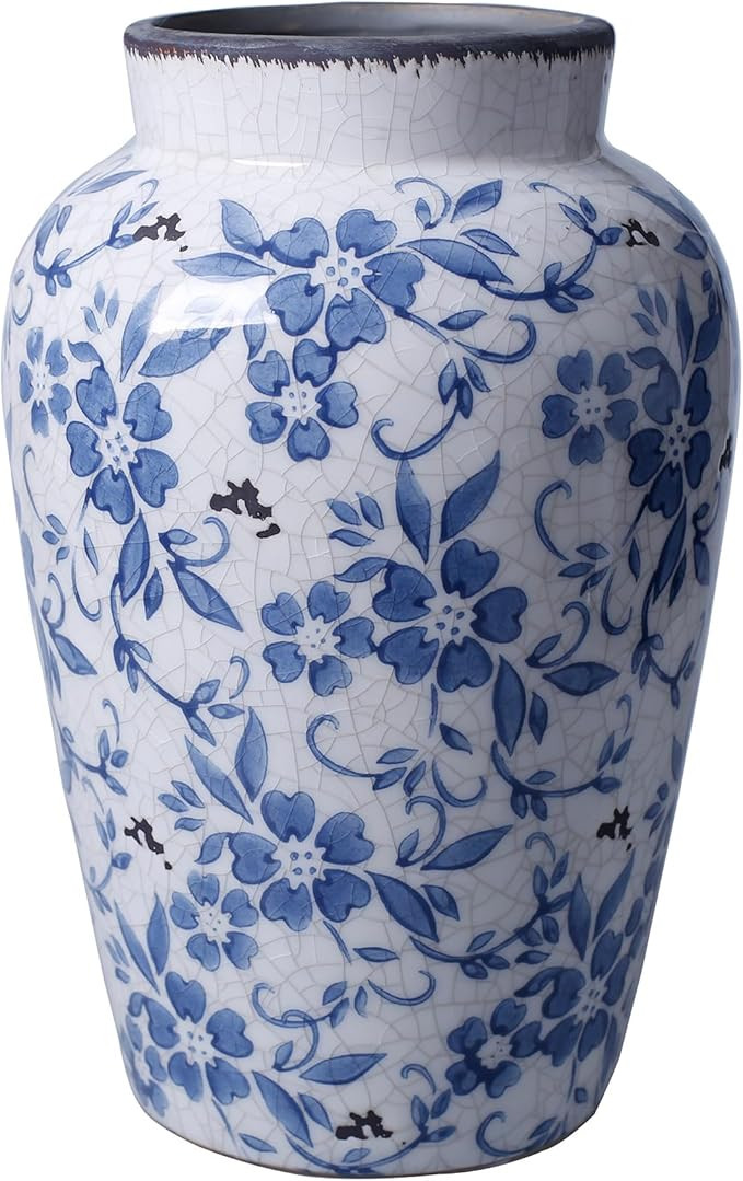 XMZXKJ Vintage Blue and White Vase Porcelain Flower Vase Ceramic for Home Christmas Decor Rustic | Amazon (CA)