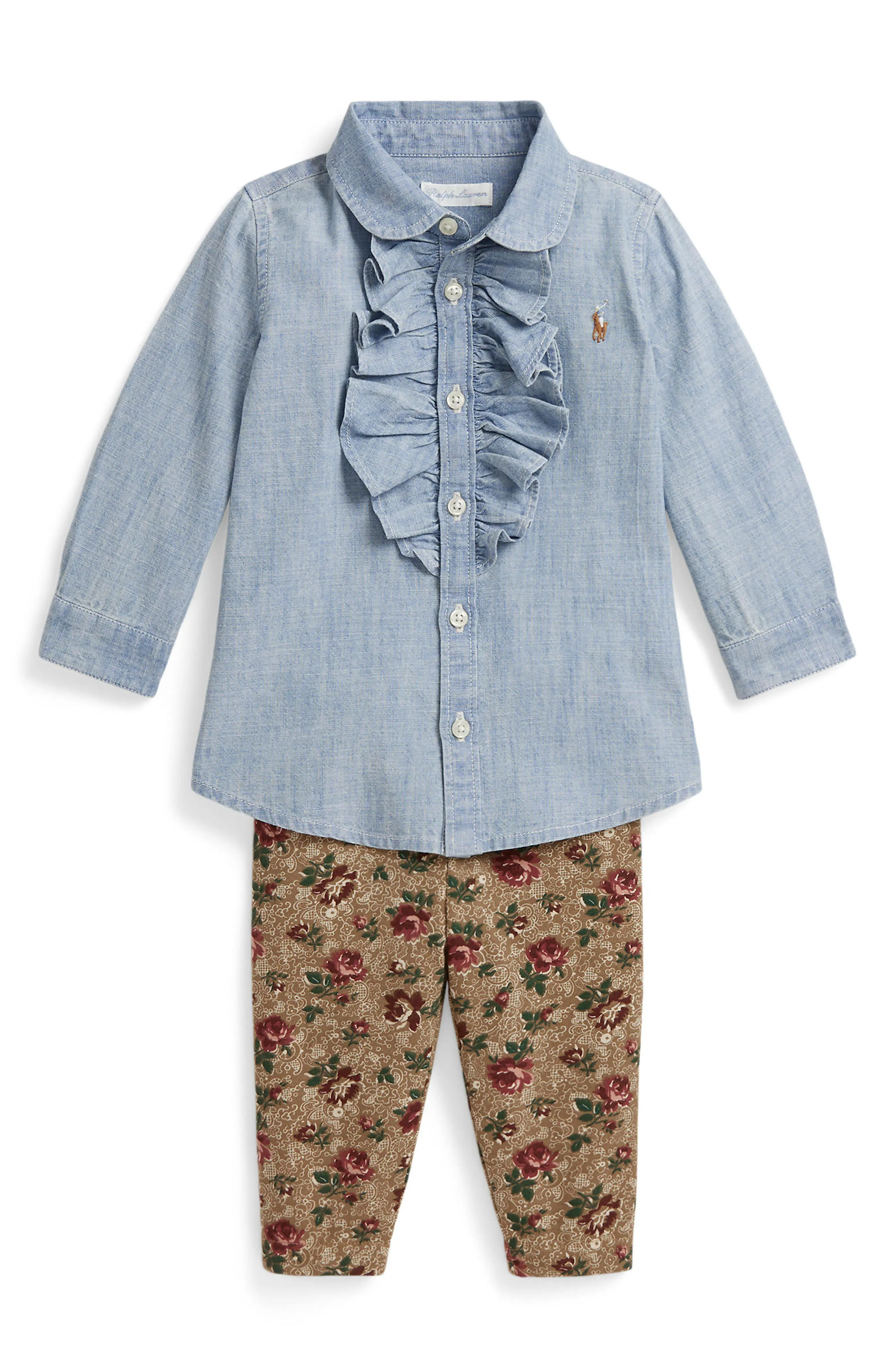 Kids' 2-Piece Chambray Shirt & Leggings Set | Nordstrom