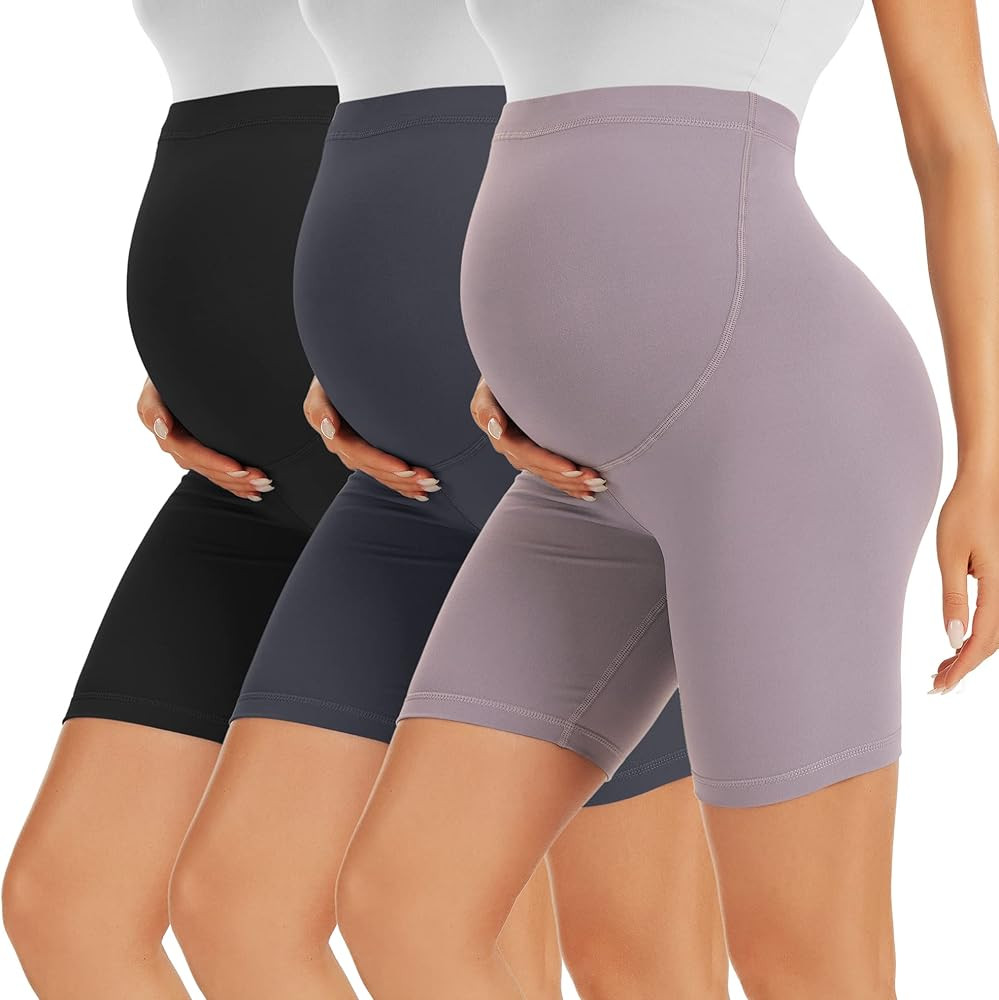 BONVIGOR Maternity Shorts Over The Belly - 5" Biker Workout Yoga Active Athletic Pregnancy Short ... | Amazon (US)