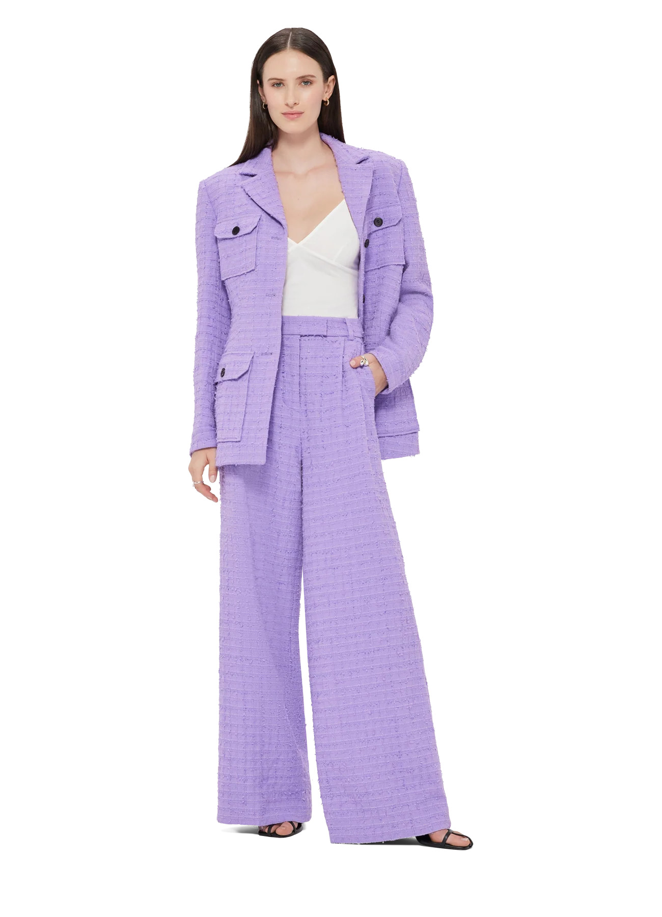 Edith Tweed Pocket Blazer - Violet | LEO LIN