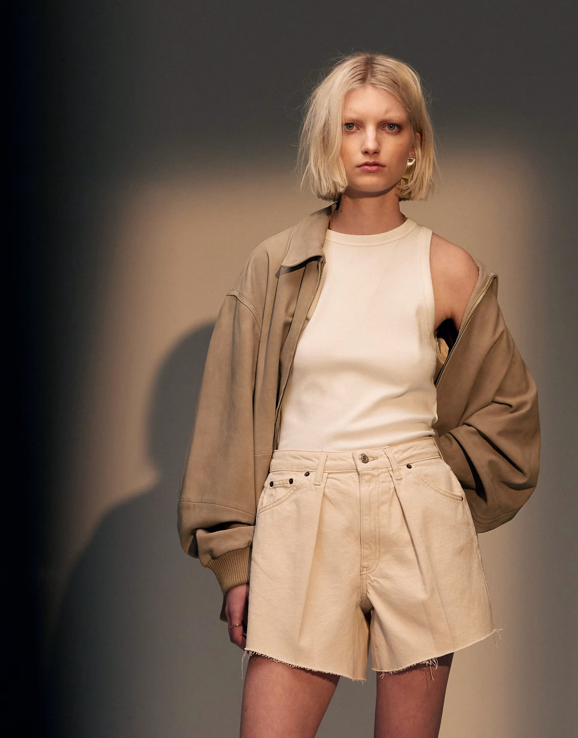 Topshop denim pleated shorts in white | ASOS | ASOS (Global)