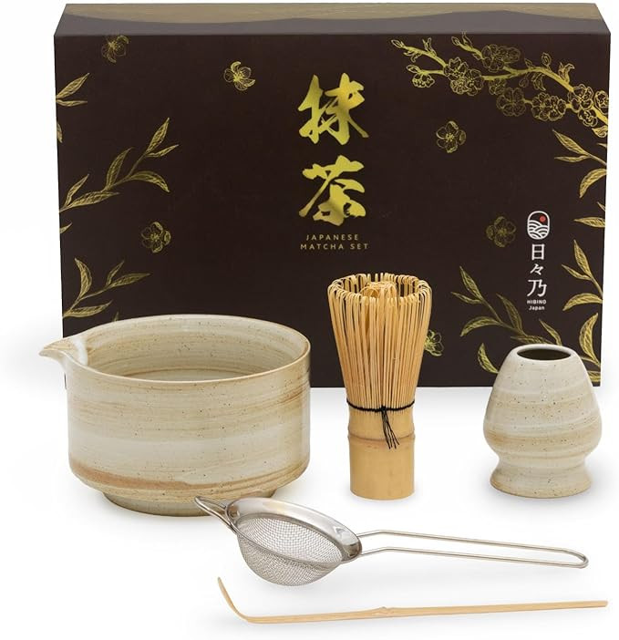 HIBINO Japanese Matcha Set | Matcha Bowl with Spout | Whisk & Holder | Bamboo Scoop & Stainless S... | Amazon (US)