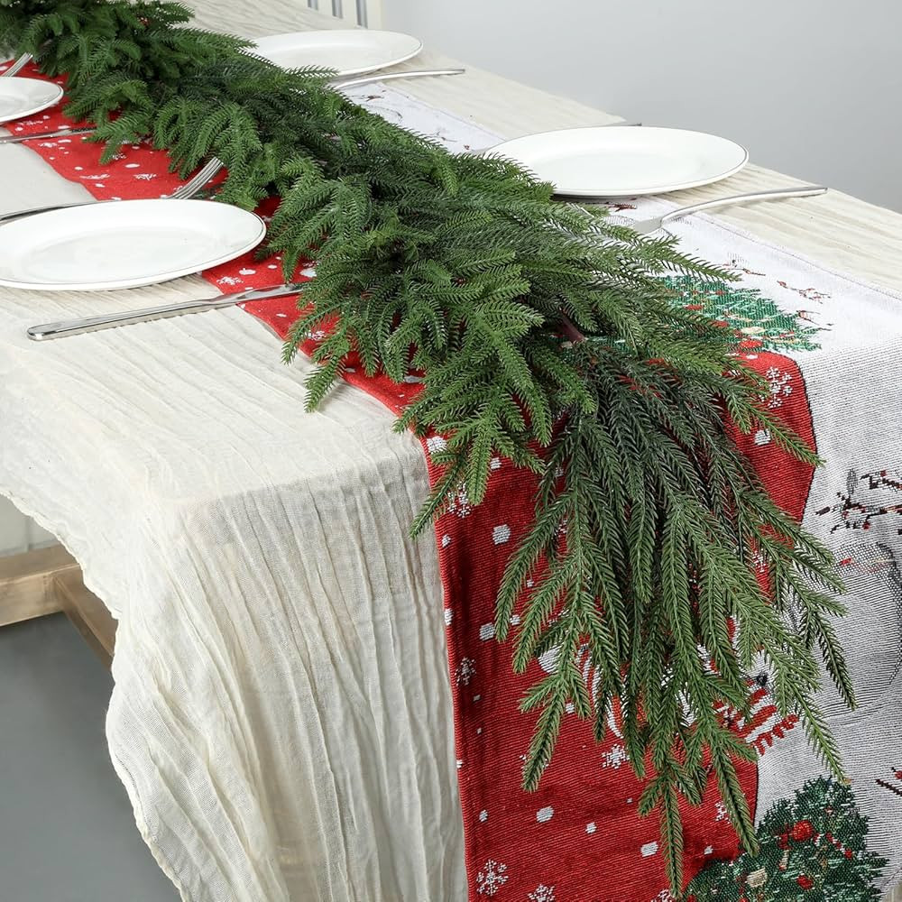 Artgar Pine Garland - 6 Ft Christmas Garland - Real Touch Pine Garland - Artificial Green Cedar G... | Amazon (US)