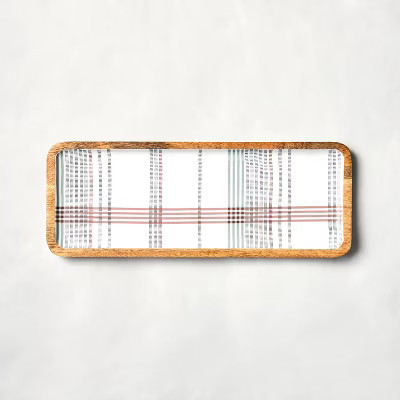 Holiday Plaid Enamel + Wood Serving Tray - Hearth & Hand™ with Magnolia | Target