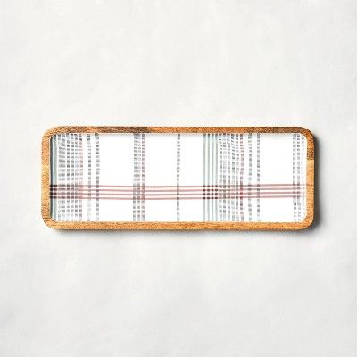 Holiday Plaid Enamel + Wood Serving Tray - Hearth & Hand™ with Magnolia | Target