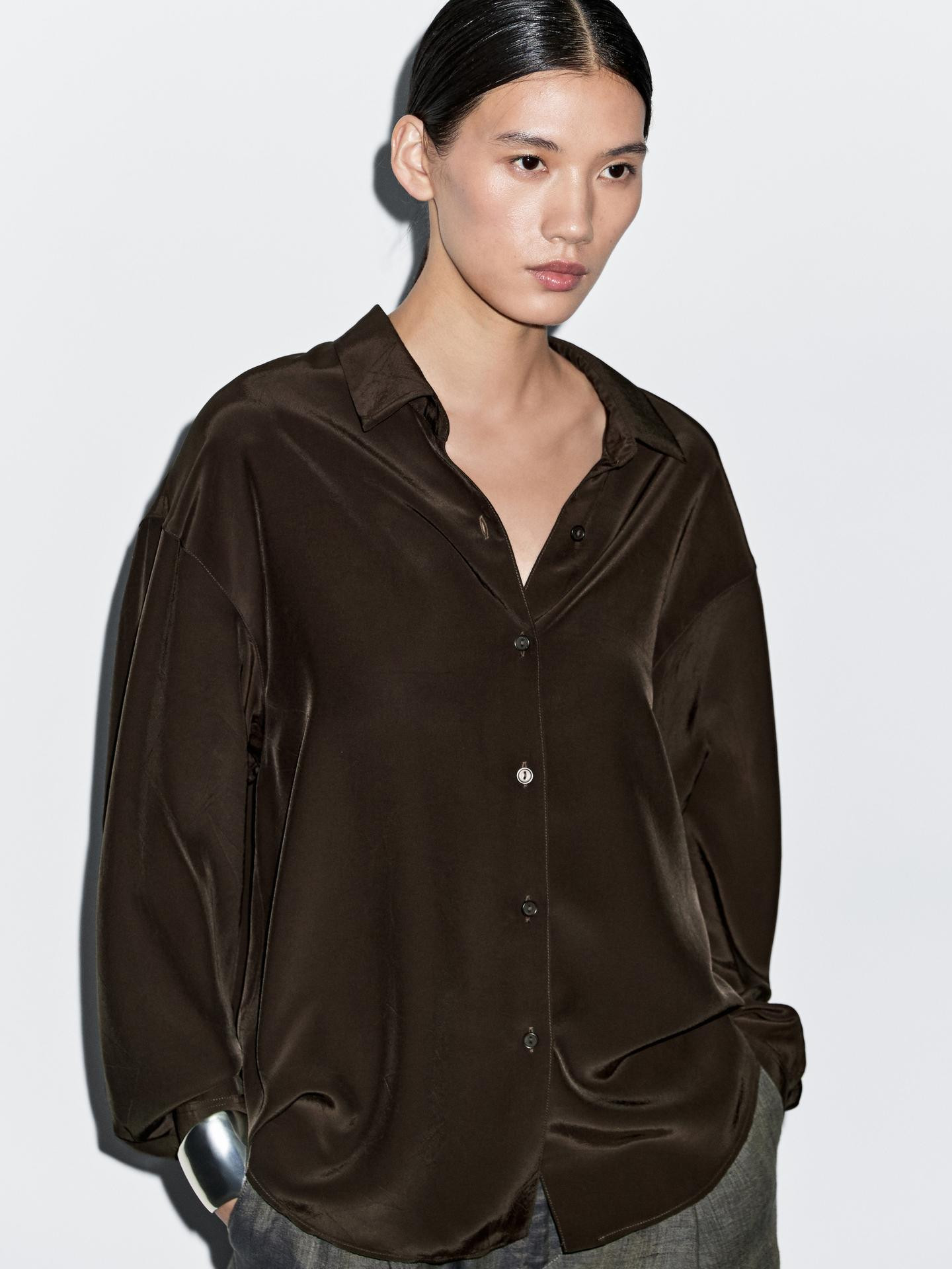 Flowing technical fabric shirt | Massimo Dutti US