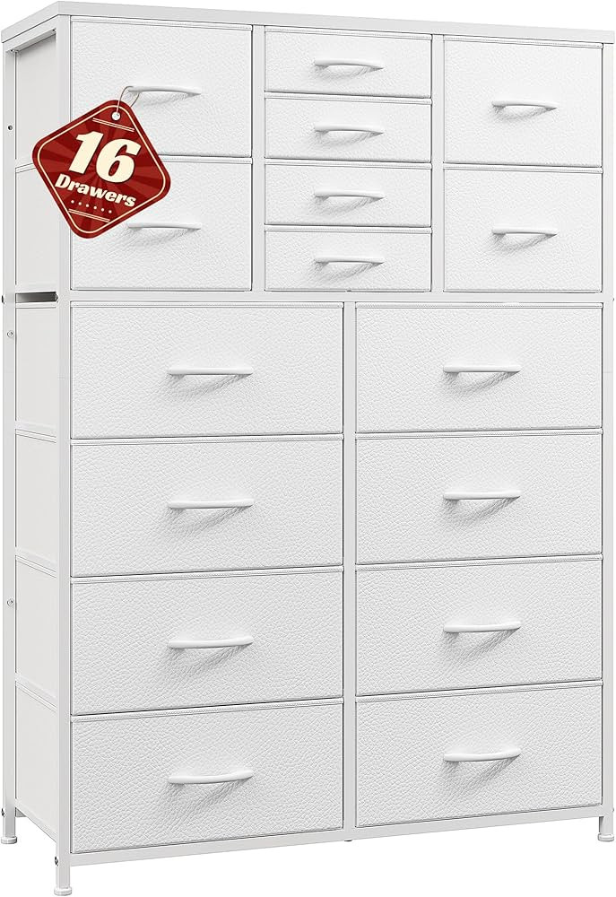 57“H Dresser for Bedroom with 16 Drawers,Dressers & Chests of Drawers for Bedroom,Large White D... | Amazon (US)