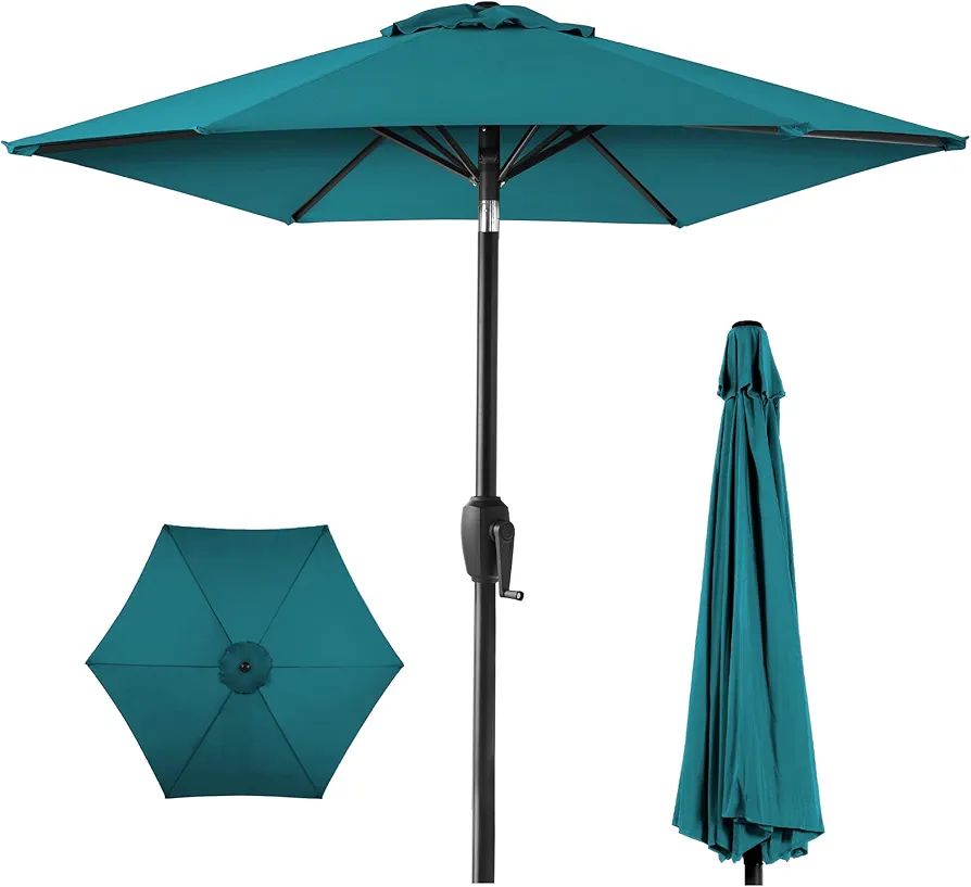 Best Choice Products 7.5ft Heavy-Duty Round Outdoor Market Table Patio Umbrella w/Steel Pole, Pus... | Amazon (US)