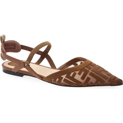 Fendi Colibrì Lite Pointed Toe Mesh Flat in F1Xhp Deep Mirto at Nordstrom, Size 8.5Us | Nordstrom