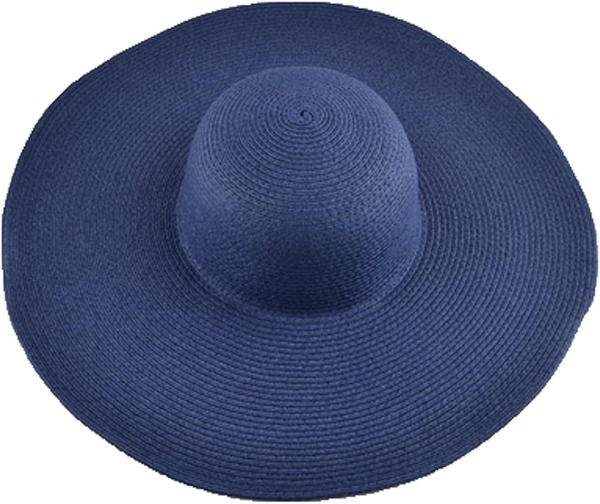 AngelCity Brides Womens Beach Hat Striped Straw Sun Hat Floppy Big Brim Hat | Amazon (US)
